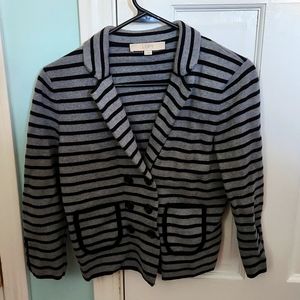 Casual black/gray knit striped blazer